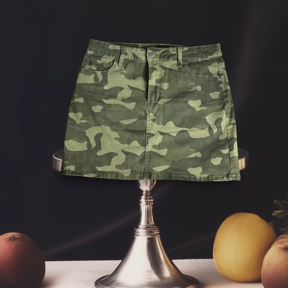 Celebrity Pink Camouflage Mini Skirt sexi  preppy Cotton-Modal stretch 7-28
